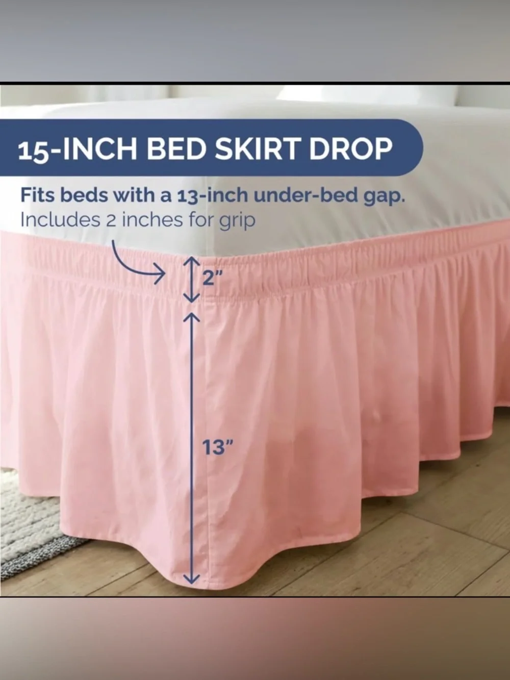 Elastic Wrap-Around Bed Skirt - Pink